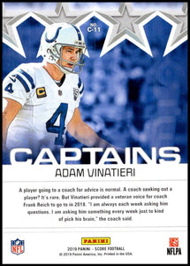 Adam Vinatieri 2019 Score Captains Series Mint Card #C-11