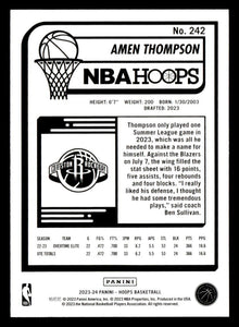 Amen Thompson 2023 2024 Panini Hoops Series Mint Rookie Card #242