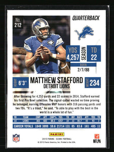 Matthew Stafford 2015 Score Series Mint Card #212