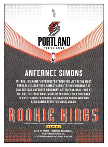 Anfernee Simons 2018 2019 Panini Donruss Rookie Kings Series Mint Card #12