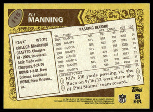 Eli Manning 2013 Topps Archives Series Mint Card #115