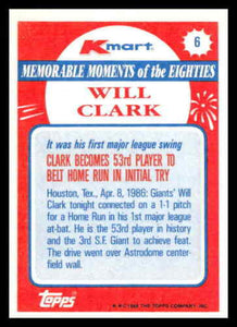 Will Clark 1988 Topps Kmart Memorable Moments Series Mint Card #6