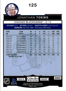 Jonathan Toews 2015 2016 O-Pee-Chee Platinum Card #125