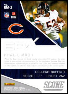 Khalil Mack 2019 Score Epix Moment Series Mint Card #EM-2