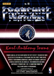 Karl Anthony-Towns 2018 2019 Panini Donruss Franchise Features Series Mint Card #18