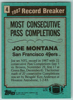Joe Montana 1988 Topps Series Mint Card #4
