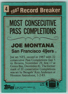Joe Montana 1988 Topps Series Mint Card #4