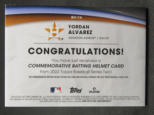 Yordan Alvarez 2022 Topps Commemorative Batting Helmet Card #BH-YA