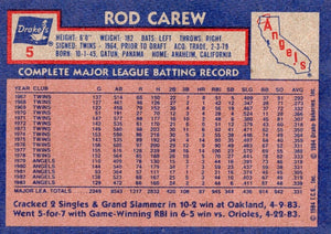 Rod Carew 1984 Topps Drake's Big Hitters Series Mint Card #5