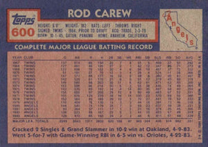 Rod Carew 1984 Topps Series Mint Card #600