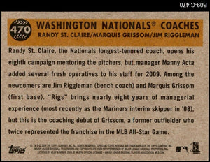 Washington Nationals Coaches 2009 Topps Heritage Series Mint Short Print Card #470