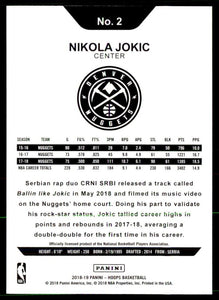 Nikola Jokic 2018 2019 Panini Hoops Series Mint Card #2