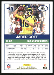 Jared Goff 2019 Panini Score SCORECARD Series Mint Card #293