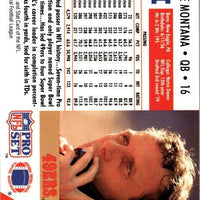 Joe Montana 1991 Pro Set Series Mint Card #653