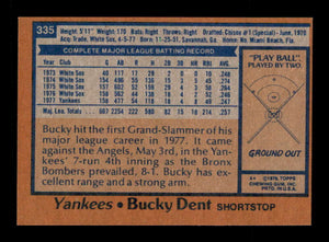 Bucky Dent 1978 Topps Series Mint Card #335