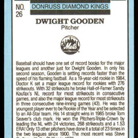Dwight Gooden 1986 Donruss Diamond Kings Series Mint Card #26