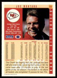 Joe Montana 1993 Score Series Mint Card #253