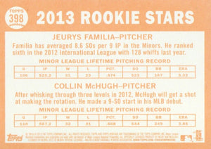 Jeurys Familia and Collin McHugh 2013 Topps Heritage Series Mint Rookie Card #398