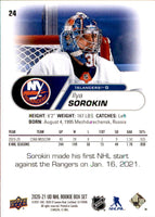 Ilya Sorokin 2020 2021 Upper Deck NHL Star Rookies Card #24
