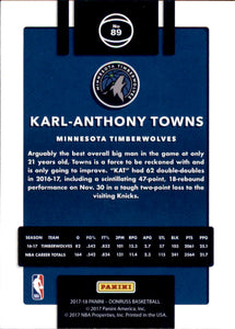 Karl-Anthony Towns 2017 2018 Panini Donruss Series Mint Card #89