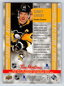 Sidney Crosby 2018 2019 Upper Deck Tim Hortons Game Day Action Card #GDA9