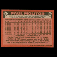 Paul Molitor 1986 Topps Series Mint Card #267