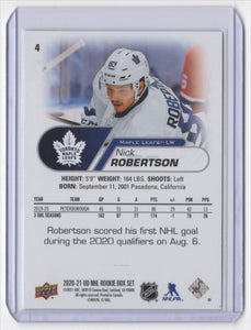 Nick Robertson 2020 2021 Upper Deck NHL Star Rookies Card #4