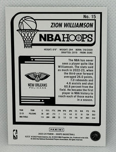 Zion Williamson 2023 2024 Panini NBA Hoops Series Mint Card #15