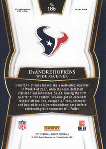 DeAndre Hopkins 2017 Panini Select Premier Level Silver Prizm Series Mint Card #186