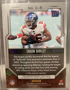 Saquon Barkley 2022 Panini Playbook Grounding Series Mint Card #G-6