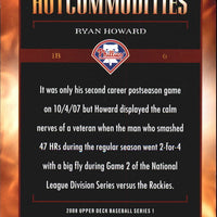 Ryan Howard 2008 Upper Deck Hot Commodities Series Mint Card #HC30