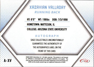 Xazavian Valladay  2023 Sage Red Autograph Card #A-XV