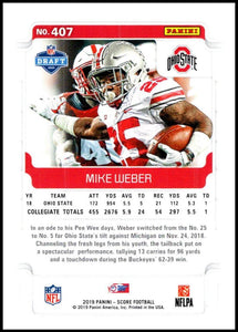 Mike Weber 2019 Score Gold Parallel Series Mint Rookie Card #407