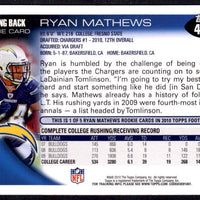 Ryan Mathews 2010 Topps Series Mint Rookie Card #403