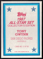 Tony Gwynn 1987 Topps All-Star Collector's Edition Mint Card #2
