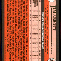 Jim Abbott 1989 Topps Traded Mint Rookie Card #2T