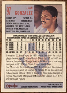 Juan Gonzalez 1993 O-Pee-Chee Series Mint Card #97