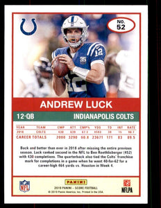 Andrew Luck 2019 Panini Score Series Mint Card #52