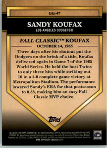Sandy Koufax 2012 Topps Golden Greats Series Mint Card #GG47