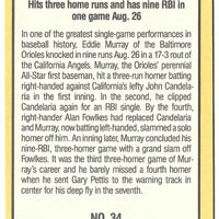 Eddie Murray 1985 Donruss Highlights Series Mint Card #34