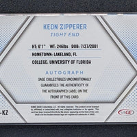Keon Zipperer 2023 SAGE Autograph Silver Series Mint Rookie Card #A-KZ