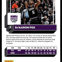 De'Aaron Fox 2022 2023 Panini Donruss Mint Card #138