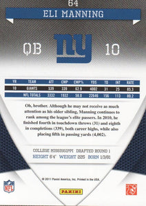 Eli Manning 2011 Donruss Elite Series Mint Card #64