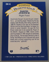 David Justice 1991 Donruss Diamond Kings Series Mint Card #DK-6
