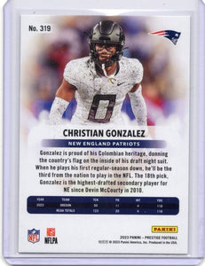 Christian Gonzalez 2023 Panini Prestige Xtra Points Purple Parallel Series Mint Rookie Card #319   Only 99 Made