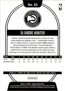 De'Andre Hunter 2020 2021 Hoops Purple Explosion Series Mint Card #83