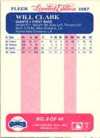 Will Clark 1987 Fleer Limited Edition Series Card #8
