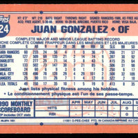 Juan Gonzalez 1991 O-Pee-Chee Series Mint Card #224