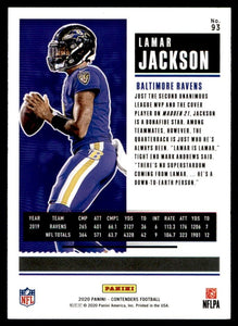 Lamar Jackson 2020 Panini Contenders Season Ticket Series Mint Card #93