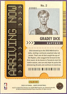 Gradey Dick 2023 2024 Panini NBA Hoops Arriving Now Series Mint Card #2